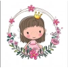 Prenses Kız Çiçek Çerçeveli Duvar Stickerı