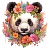Renkli Çiçek Taçlı Panda Duvar Stickerı