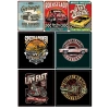Retro Arabalar ve Motorlar Sticker Set 7 Parça Telefon, Tablet, Defter, Laptop Sticker
