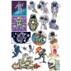 Retro Astronot Sticker Set 3 18 Parça Telefon, Tablet, Defter, Laptop Sticker