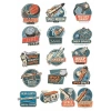 Retro Uzay Sticker Set 8 16 Parça Telefon, Tablet, Defter, Laptop Sticker