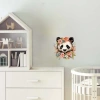 Şeftali ve Mavi Tonlarında Çiçek Taçlı Panda Duvar Stickerı