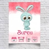 Sevimli Pembe Tavşan Temalı Yaş Panosu