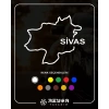 Sivas Harita Araba Sticker 17x17 Cm Beyaz