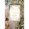Gold Çiçekli gold Detaylı Düğün, Nişan ve Söz Karşılama Panosu – 50x70 cm