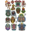 Tiki Mask Sticker Set 1 16 Parça Telefon, Tablet, Defter, Laptop Sticker