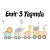 Tren ve Hayvanlar Temalı Doğum Günü Afişi 35X50 cm