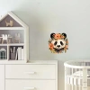 Turuncu Çiçek Taçlı Panda Duvar Stickerı