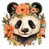 Turuncu Çiçek Taçlı Panda Duvar Stickerı