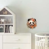 Turuncu Çiçekli Panda Kafası Duvar Stickerı