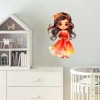 Turuncu Elbiseli Çiçek Prenses Duvar Stickerı