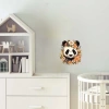 Turuncu Tonlarında Çiçek Taçlı Panda Duvar Stickerı