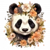 Turuncu Tonlarında Çiçek Taçlı Panda Duvar Stickerı