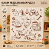 Ulaşım Araçları Eğitici Ahşap Puzzle – 20x20 cm Okul Öncesi Zeka Geliştirici Oyuncak