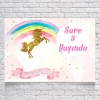 Unicorn Temalı Doğum Günü Afişi 50X70 cm