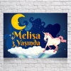 Unicorn ve Ay Temalı Doğum Günü Afişi 70X100 cm