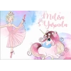 Unicorn ve Balerin Tenalı Doğum günü Afişi 100X150 cm