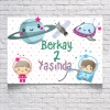 Uzay ve Astranot Temalı Doğum Günü Afişi 100X150 cm
