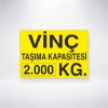 Vinç Taşıma Kapasitesi 2.000 KG Sticker 20X28 Cm