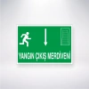 Yangın Çıkış Merdiveni Altta Sticker 20X28 Cm