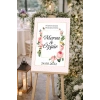 Pembe Çiçekli Düğün, Nişan ve Söz Karşılama Panosu – 50x70 cm