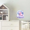 Yıldızlı ve Bulutlu Küre İçinde Uyuyan Pembe Flamingo Duvar Çıkartması