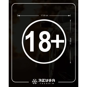 18+ Araba Stickeri 17x17 Cm Beyaz