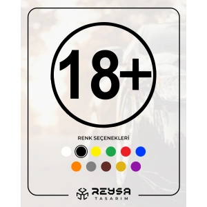 18+ Araba Stickeri 17x17 Cm Siyah