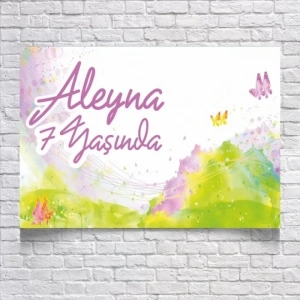Renkli Kelebek Temalı Doğum Günü Afişi 50X70 cm