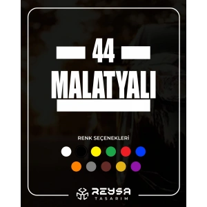 44 Malatyalı Araba Sticker 17x17 Cm Beyaz