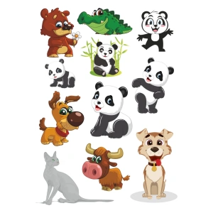 Sevimi Hayvanlar Sticker Set -2 11 Parça Telefon, Tablet, Defter, Laptop Sticker