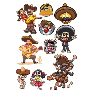Mexican Sticker Set -1 10 Parça Telefon, Tablet, Defter, Laptop Sticker