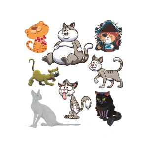 Kedi Sticker Set-1 8 Parça Telefon, Tablet, Defter, Laptop Sticker