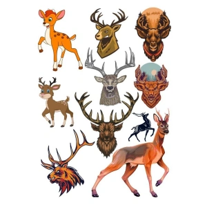 Sevimli Geyik Sticker Set-1 10 Parça Telefon, Tablet, Defter, Laptop Sticker