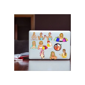 Plaj Kızı Stikcer Set-1 11 Parça Telefon, Tablet, Defter, Laptop Sticker