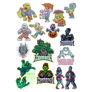 Zombie Sticker Set-1 11 Parça Telefon, Tablet, Defter, Laptop Sticker