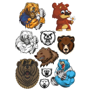 Ayı Sticker Set -2 10 Parça Telefon, Tablet, Defter, Laptop Sticker