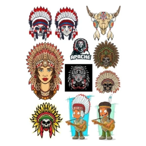 Kızılderili Apachi Sticker Set-1 11 Parça Telefon, Tablet, Defter, Laptop Sticker
