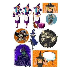 Cadı Sticker Set-3 10 Parça Telefon, Tablet, Defter, Laptop Sticker