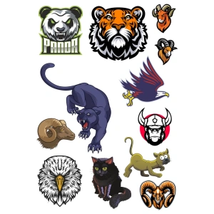 Agresif Hayvanlar Sticker Set-4 12 Parça Telefon, Tablet, Defter, Laptop Sticker