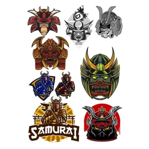 Samurai Sticker Set-1 9 Parça Telefon, Tablet, Defter, Laptop Sticker