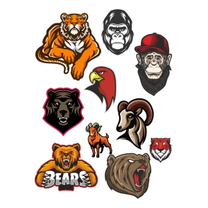 Agresif Hayvanlar Sticker Set-2 10 Parça Telefon, Tablet, Defter, Laptop Sticker