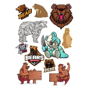Ayı Bear Sticker Set-3 11 Parça Telefon, Tablet, Defter, Laptop Sticker