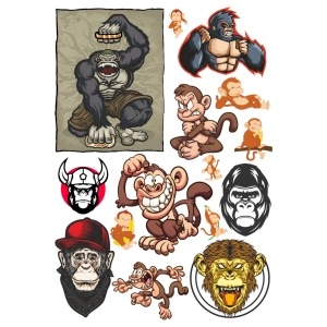 Maymun Sticker Set-1 12 Parça Telefon, Tablet, Defter, Laptop Sticker