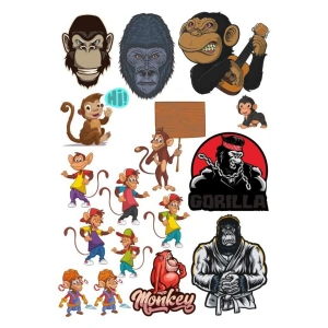 Maymun Sticker Set-2 13 Parça Telefon, Tablet, Defter, Laptop Sticker