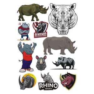 Gergedan Sticker Set-1 12 Parça Telefon, Tablet, Defter, Laptop Sticker