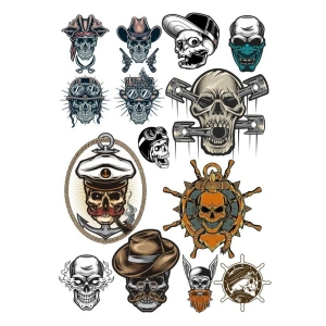 İskelet Kurukafa Sticker Set-4 13 Parça Telefon, Tablet, Defter, Laptop Sticker