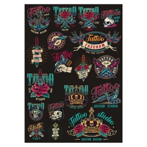 Tatto Temalı Sticker Set 10 Parça Telefon, Tablet, Defter, Laptop Sticker