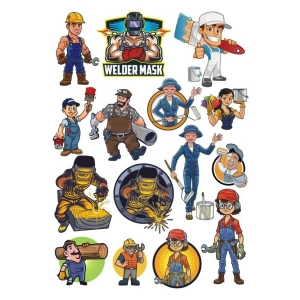 İşçi Sticker Set-2 15 Parça Telefon, Tablet, Defter, Laptop Sticker