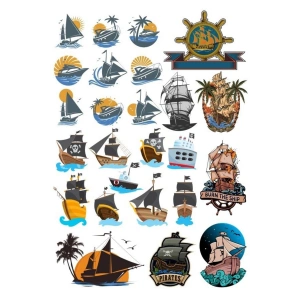 Gemi Sticker Set 24 Parça Telefon, Tablet, Defter, Laptop Sticker